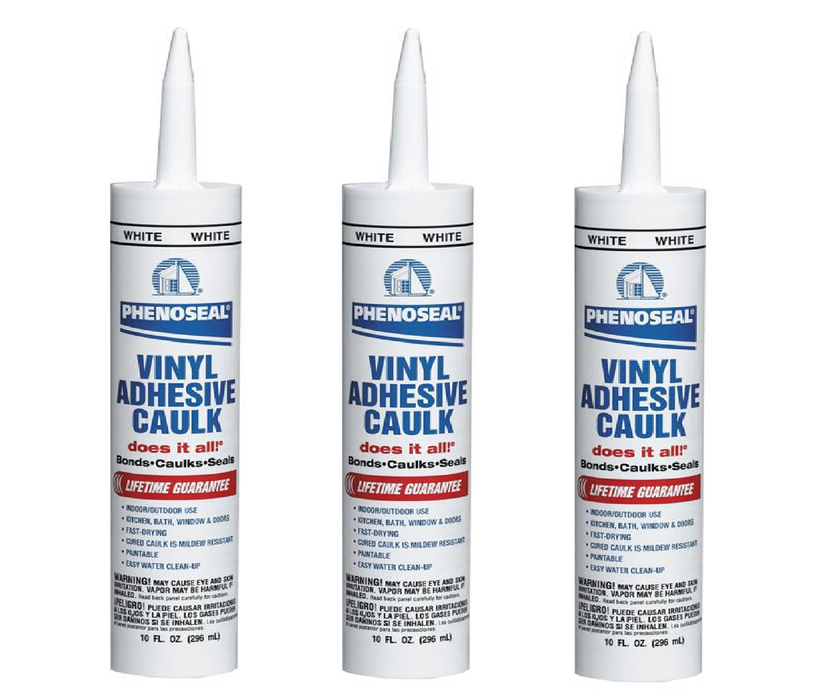 Phenoseal #5113600005 Does It All White Vinyl Kitchen and Bath Adhesive Caulk 10 oz ~ 3-Pack