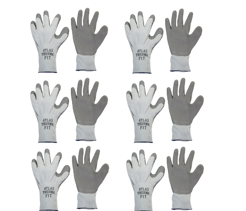 Atlas #451M-08.RT Therma Fit Unisex Indoor/Outdoor Cold Weather Work Gloves Gray M ~ 6-Pack