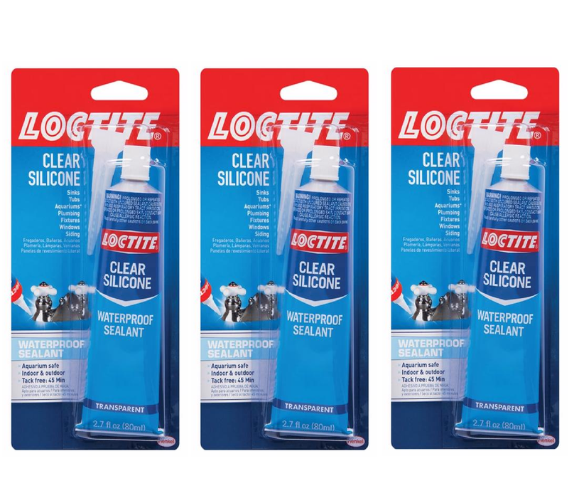 Loctite #908570 Clear Silicone Medium Strength Silicone All-Weather Adhesive 2.7 oz ~ 3-Pack