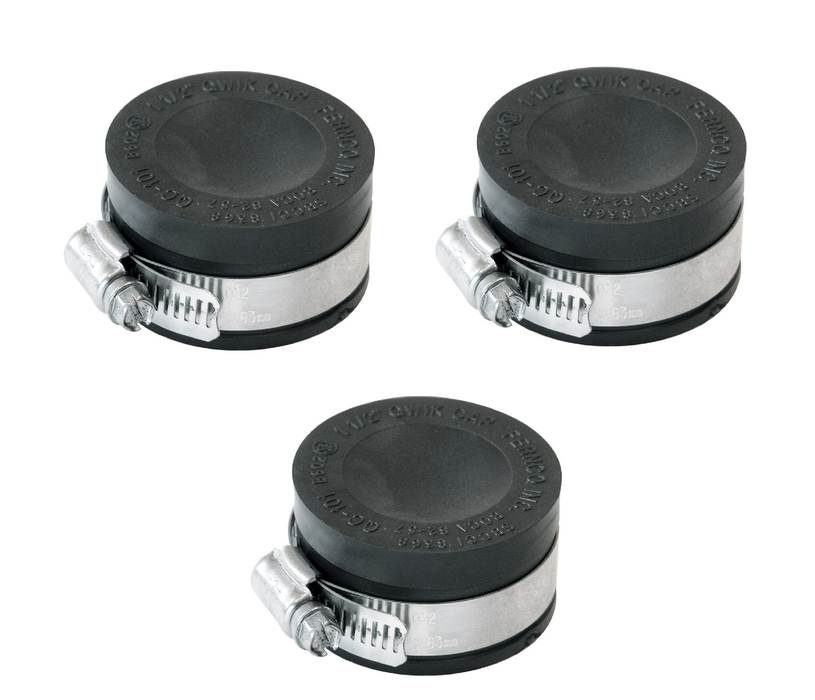 Fernco #PQC-101 Schedule 40 1-1/2 in. Hub Hub PVC Drain Cap ~ 3-Pack