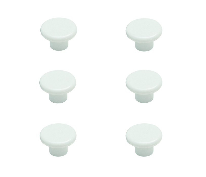 Amerock #BP802PW Allison Round Cabinet Knob 1-1/4 in. D 13/16 in. ~ 6-Pack