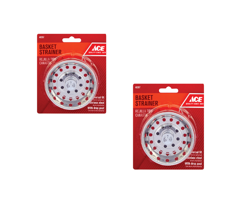 Ace #ACE820-25 3-1/2 in. D Chrome Stainless Steel Replacement Strainer Basket Silver ~ 2Pack