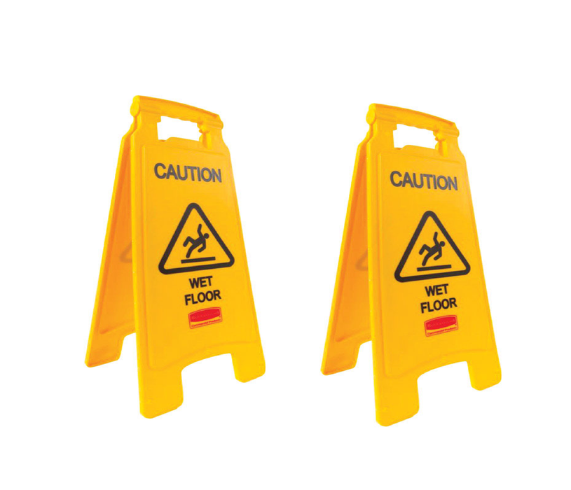 Rubbermaid #611277YEL English Yellow Caution Easel Floor Sign 25 in. H X 11 in. W ~ 2-Pack