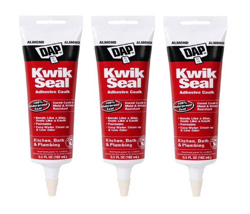 DAP #7079818013 Kwik Seal Almond Acrylic Latex Kitchen and Bath Adhesive Caulk 5.5 oz ~ 3-Pack
