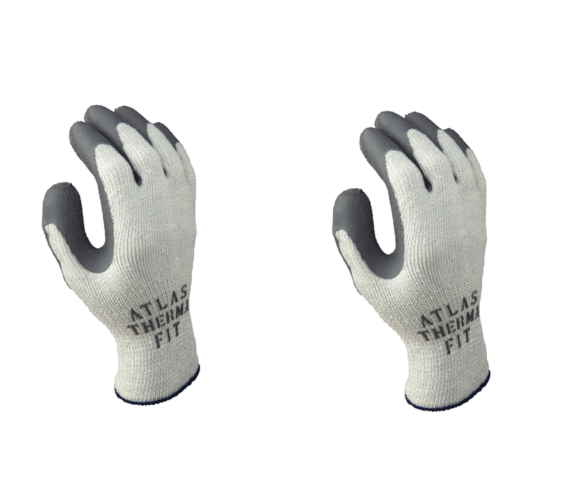 Atlas #451S-07.RT Therma Fit Unisex Indoor/Outdoor Cold Weather Work Gloves Gray S ~ 2-Pack