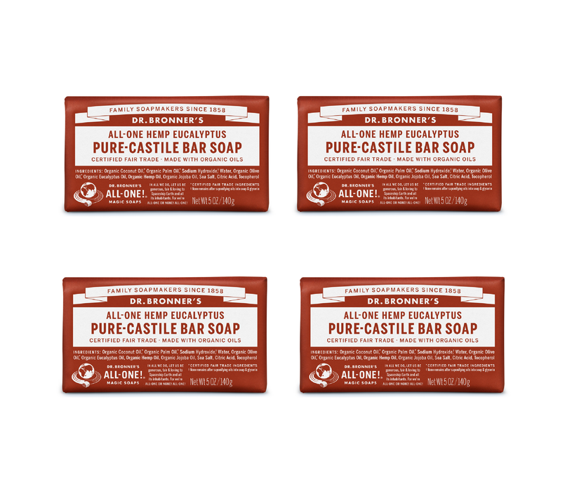 Dr. Bronner's #OBEU05 Organic Eucalyptus Scent Pure-Castile Bar Soap 5 oz ~ 4-Pack