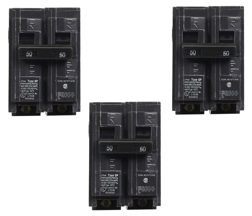 Siemens 50 amps Standard 2-Pole Circuit Breaker ~ 3-Pack