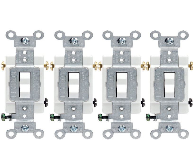 Leviton #CS315-2WS 15 amps Three Pole Toggle AC Quiet Switch White ~ 4-Pack