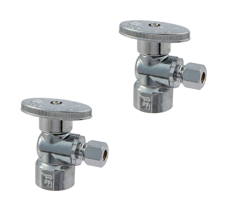 Ace Hardware #ACE2046LF 1/2 in. FIP X 1/4 in. Compression Brass Angle Stop Valve  ~ 2-Pack