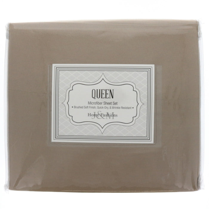 J&M Home Fashions #9058 Queen Microfiber Sheet Set Brown