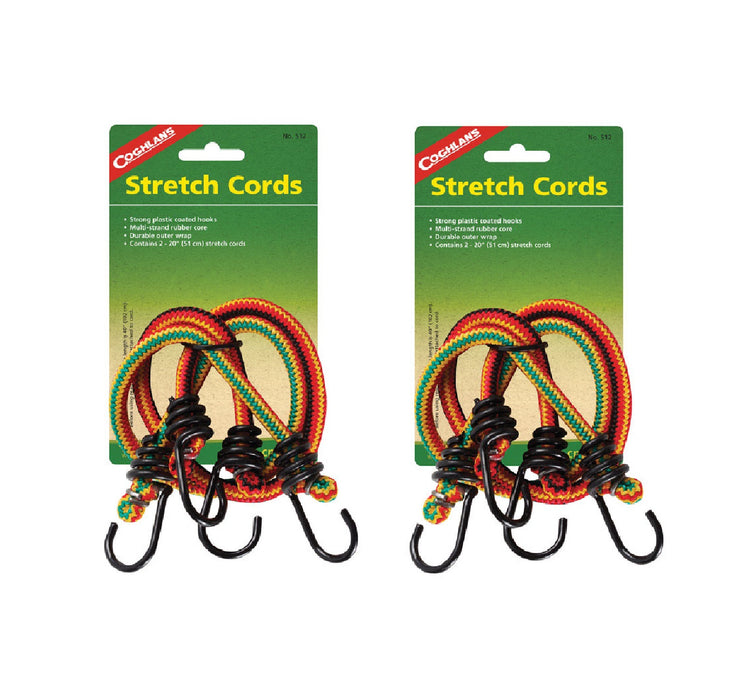 Coghlan's #512 Multicolored Bungee Stretch Cord 20 in. L X 0.315 in. 99 lb ~ 2-Pack ~ 4 Stretch Cords Total