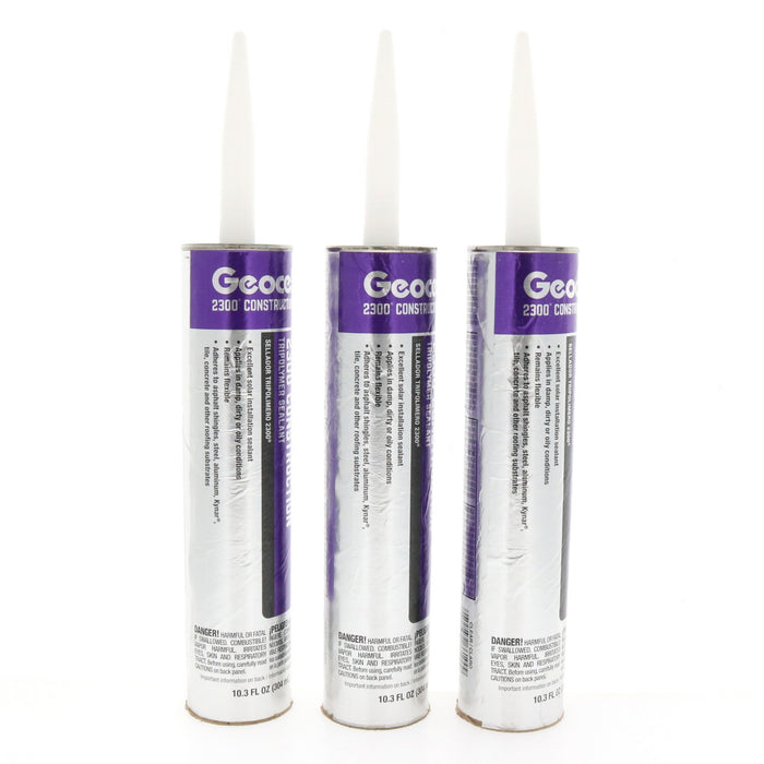 Geocel #GC66100 2300 Construction Crystal Clear Tripolymer Elastomeric Sealant 10.3 oz ~ 3-Pack