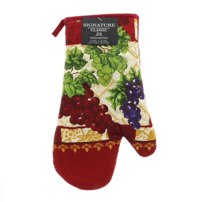 J&M Home Fashions Signature Classic Grapes Oven Mitt Potholder Dish Cloth