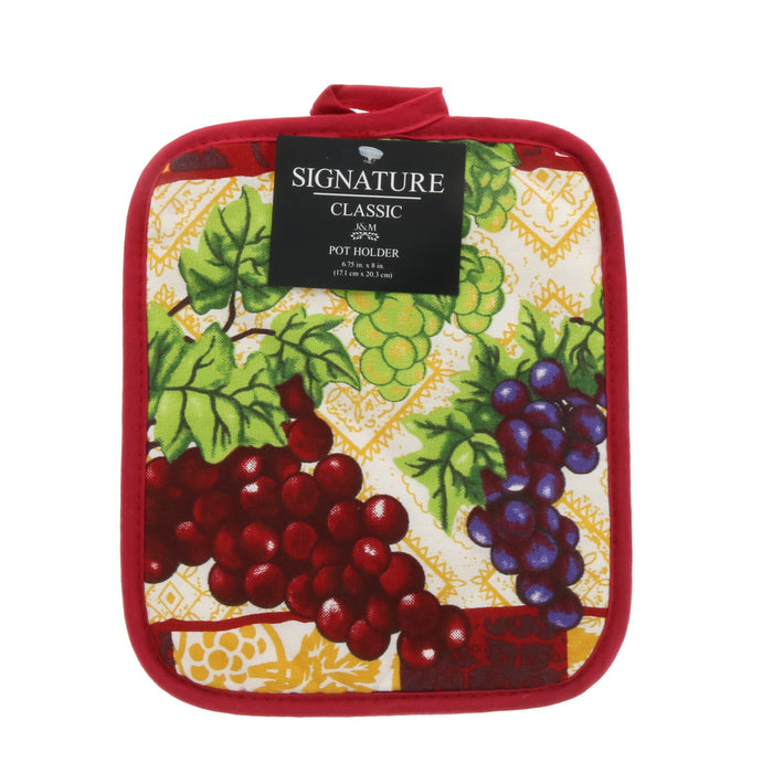 J&M Home Fashions Signature Classic Grapes Oven Mitt Potholder Dish Cloth