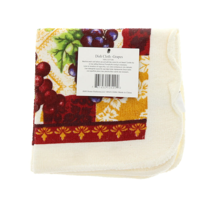 J&M Home Fashions Signature Classic Grapes Oven Mitt Potholder Dish Cloth