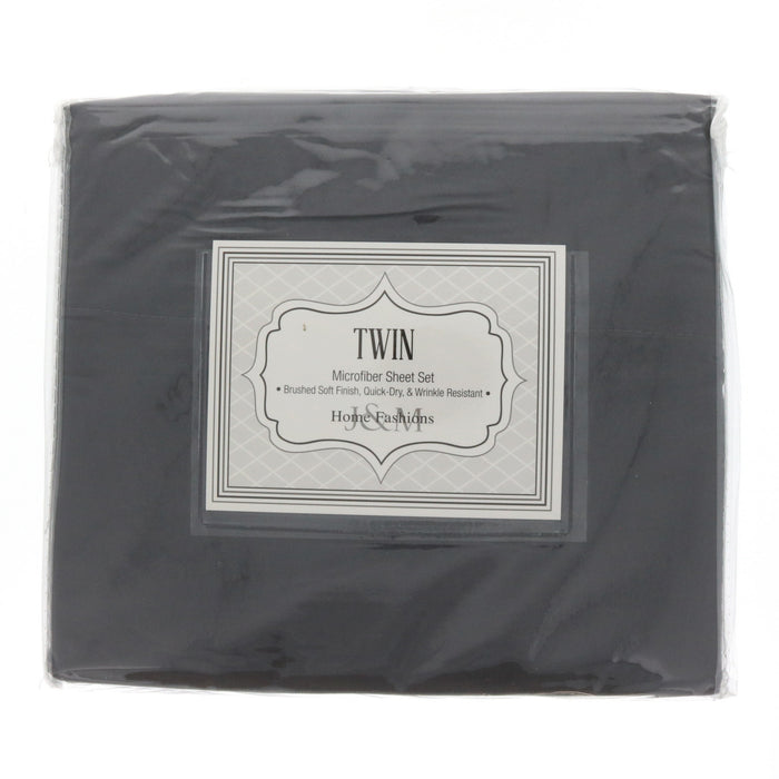 J&M Home Fashions #9056 Twin Microfiber Sheet Set Gray