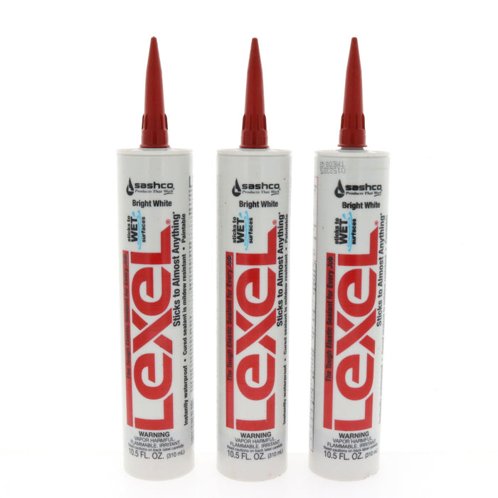 Sashco #13030 Lexel White Synthetic Rubber All Purpose Caulk 10.5 oz ~ 3-Pack