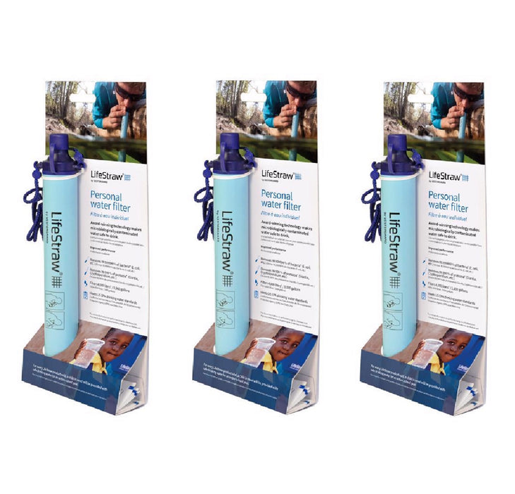 LifeStraw #LSPHF010 Hydration System Personal Water Filter ~ 3-Pack