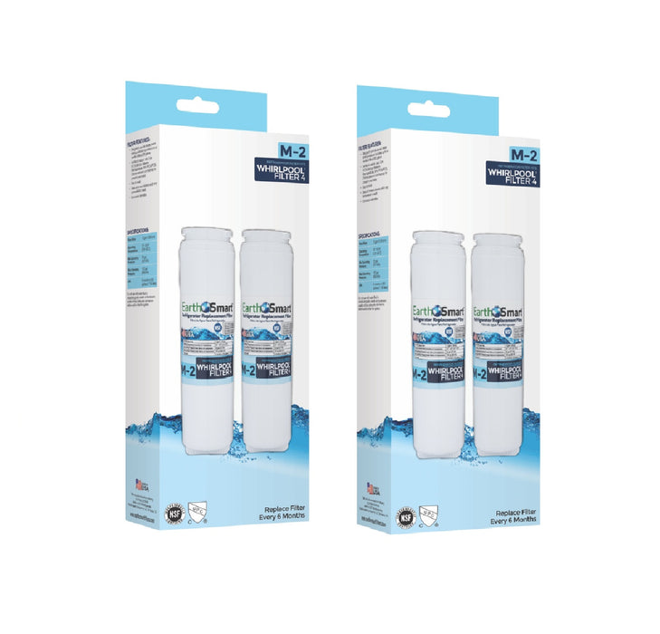 EarthSmart #102634 M-2 Refrigerator Replacement Filter For Whirlpool Filter 4 ~ 2-Pack ~ 4 Filters Total