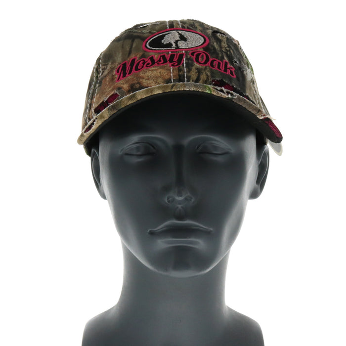 Outdoor Cap #WH130447W Distressed Pink Mossy Oak Logo Ladies Fit Baseball Cap