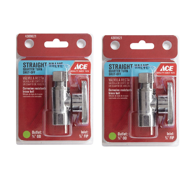 Ace Hardware #ACE2055LF FIP Compression Brass Straight Stop Valve ~ 2-Pack