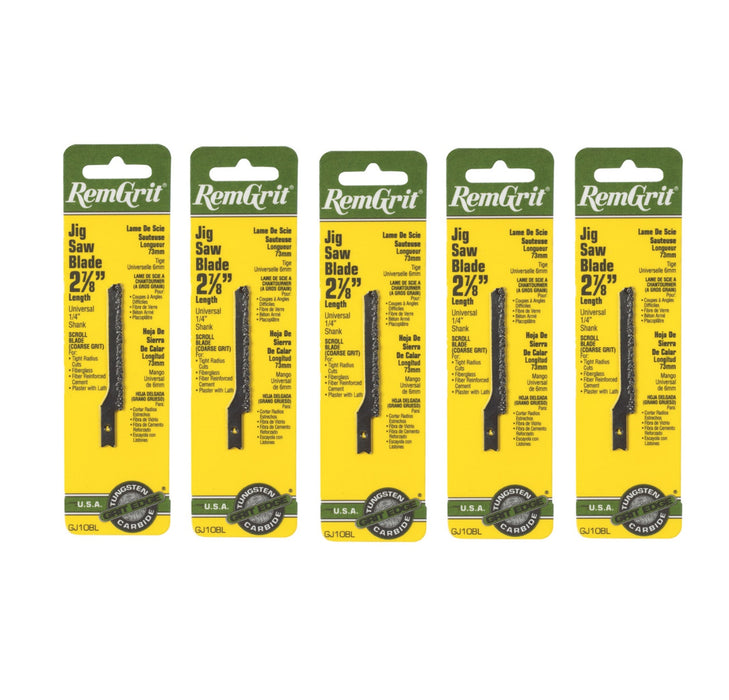 RemGrit #0406144 2-7/8 in. Carbide Grit Universal Jig Saw Blade Assorted TPI ~ 5-Pack