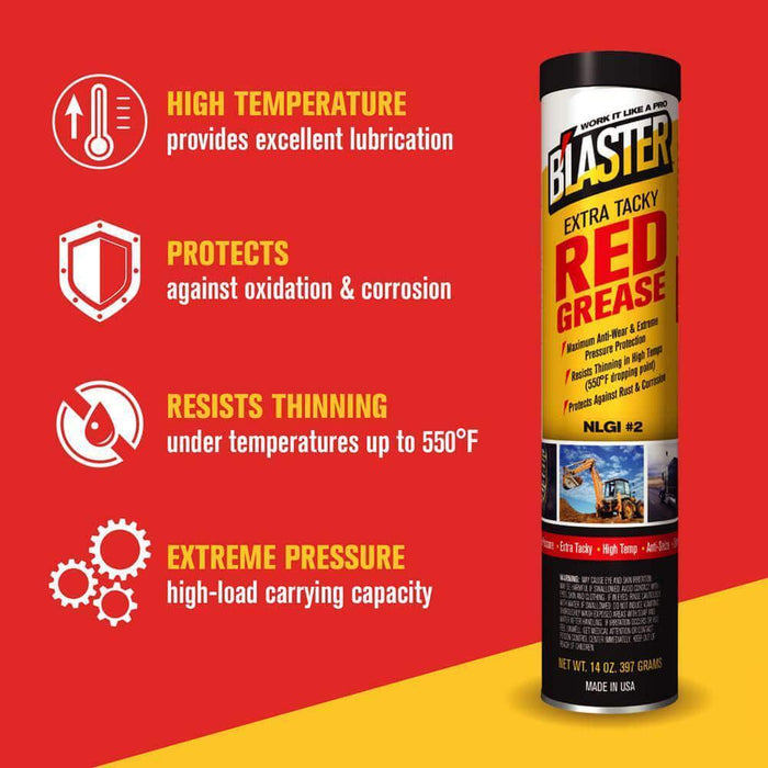 Blaster #GR-14C-HTR Extra Tacky Red Grease 14 oz ea ~ 10-Pack