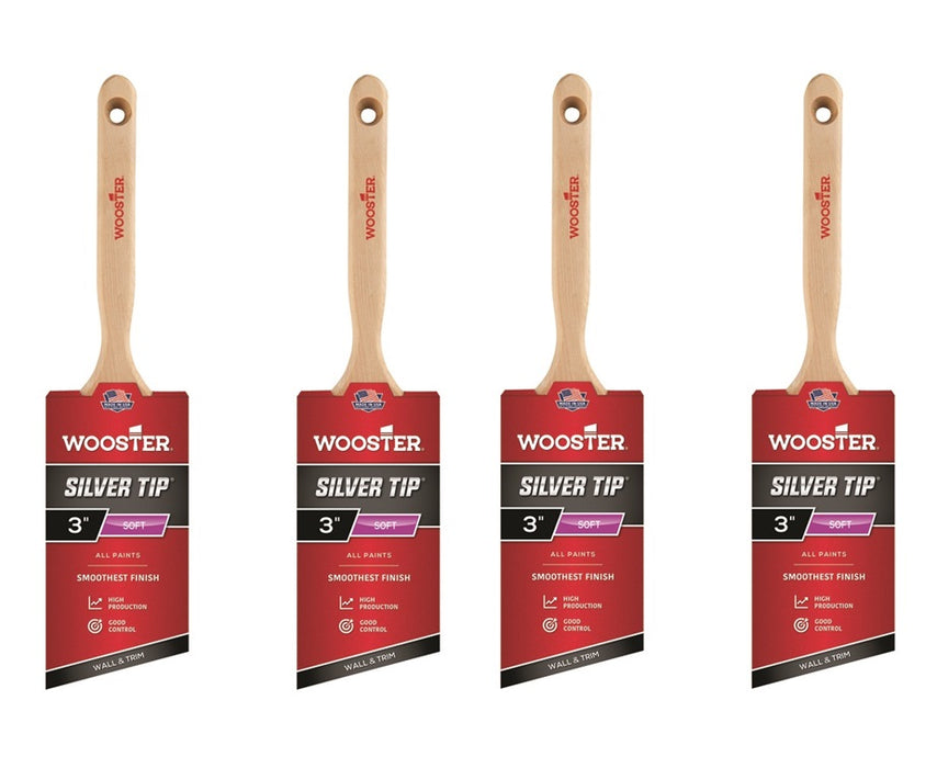 Wooster #5221-3 Silver Tip 3 in. Angle Paint Brush ~ 4-Pack