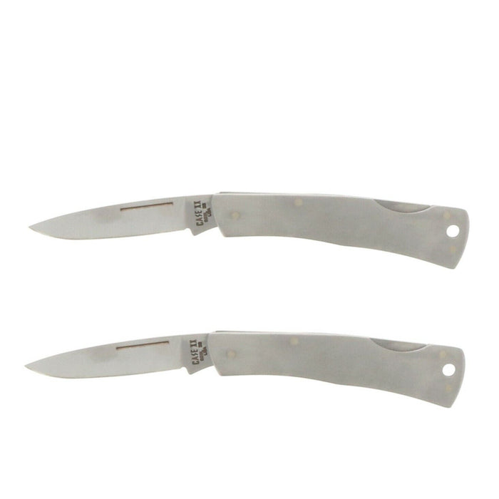 Case #00004 Brushed Stainless Steel Executive Lockback Pocket Knife ~ 2-Pack