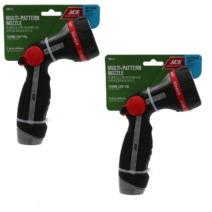 Ace Hardware #7303316 Garden Hose Spray Nozzle 8-Pattern ~ 2-Pack