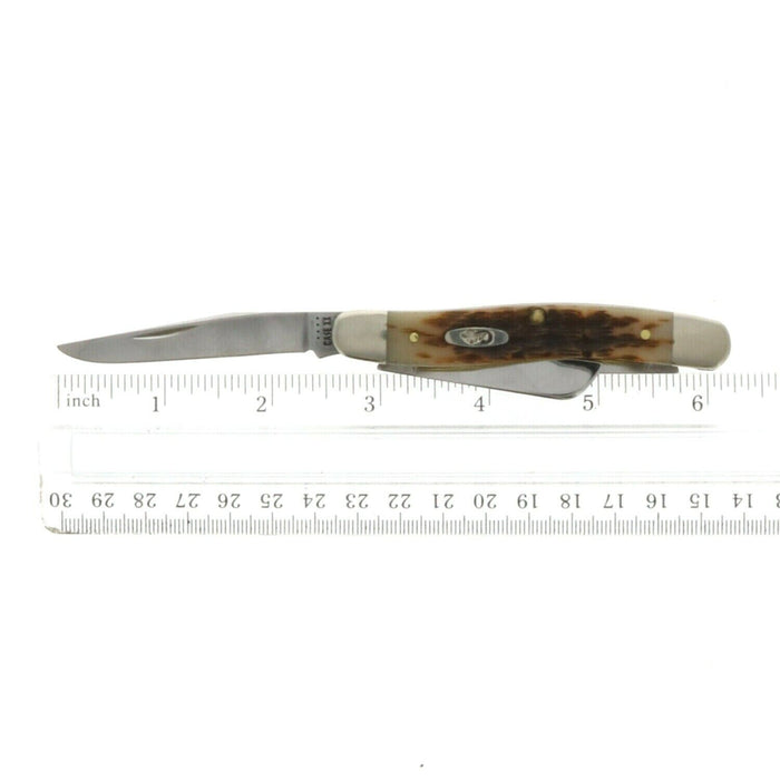 Case XX #00042 Amber Bone Peach Seed Jig Medium Stockman 3-Blade Folding Knife ~ 2-Pack