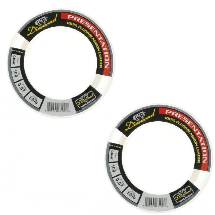 Momoi #87150 100% Fluorocarbon Leader Line Fishing 50lb 100yds Clear ~ 2-Pack