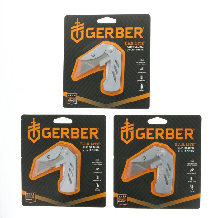 Gerber #31-000345  E.A.B. Lite Clip Utility Folding Knife ~ 3-Pack