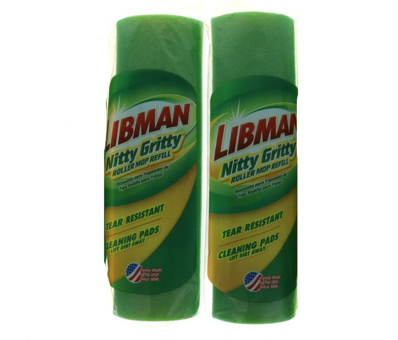 Libman #2011 Nitty Gritty 10 in. Roller Sponge Mop Refill ~ 2-Pack