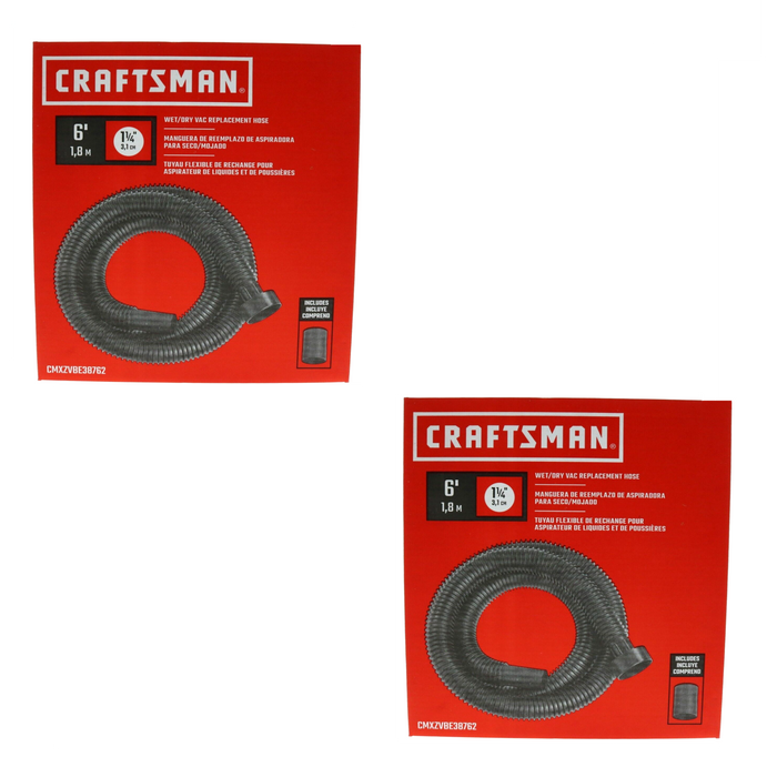 Craftsman #CMXZVBE38762 Wet/Dry Replacement Hose 1 1/4 in  x 6 ft  Friction Fit ~ 2-Pack