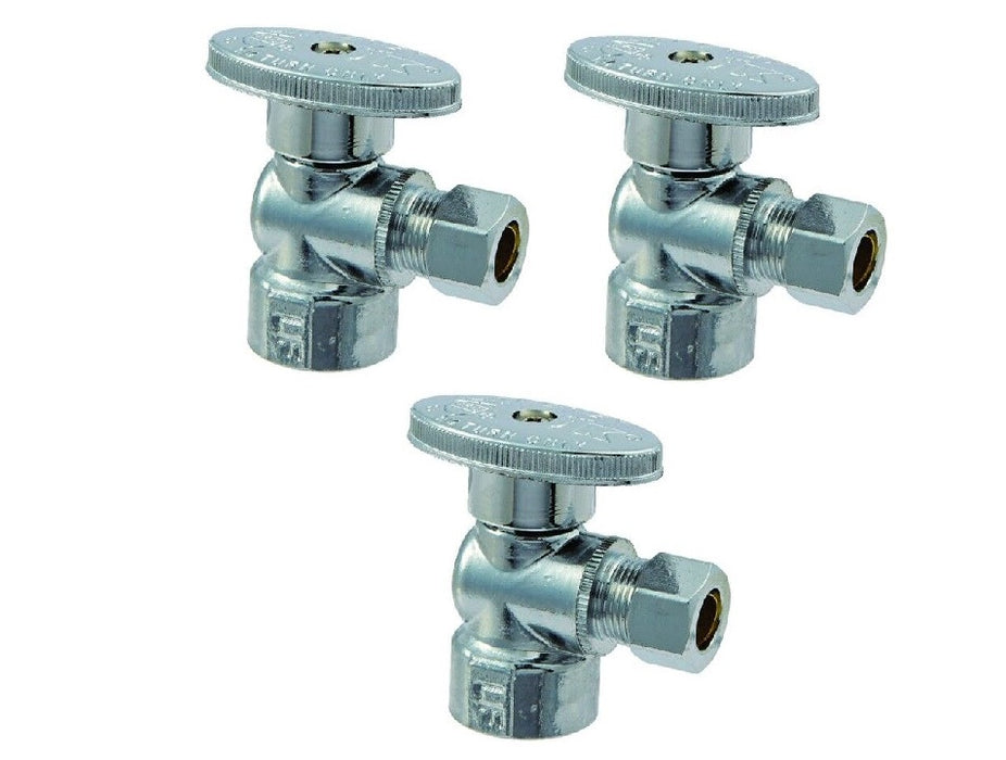 Ace Hardware #4309563 Angle Valve Quarter Turn Shut Off  3/8" x 1/2" ~ 3-Pack