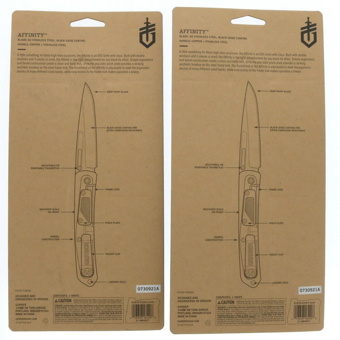 Gerber #31-004057 Affinity Clip Folding Blade Knife ~ 2-Pack