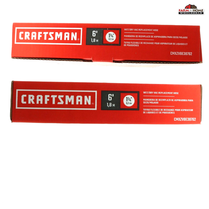 Craftsman #CMXZVBE38762 Wet/Dry Replacement Hose 1 1/4 in  x 6 ft  Friction Fit ~ 2-Pack