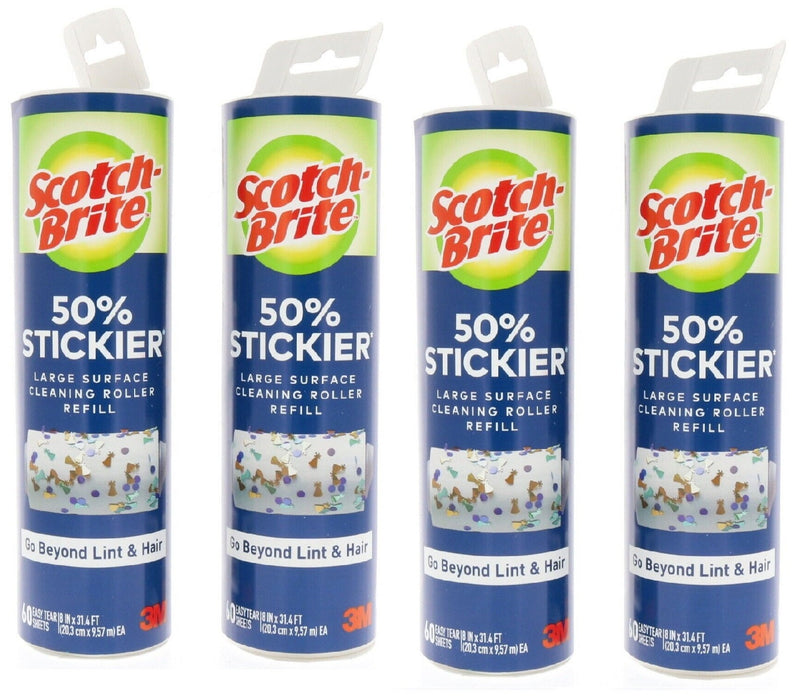 Scotch Brite Large Surface Lint Roller Refill ~ 4-Pack ~ 240 Sheets Total