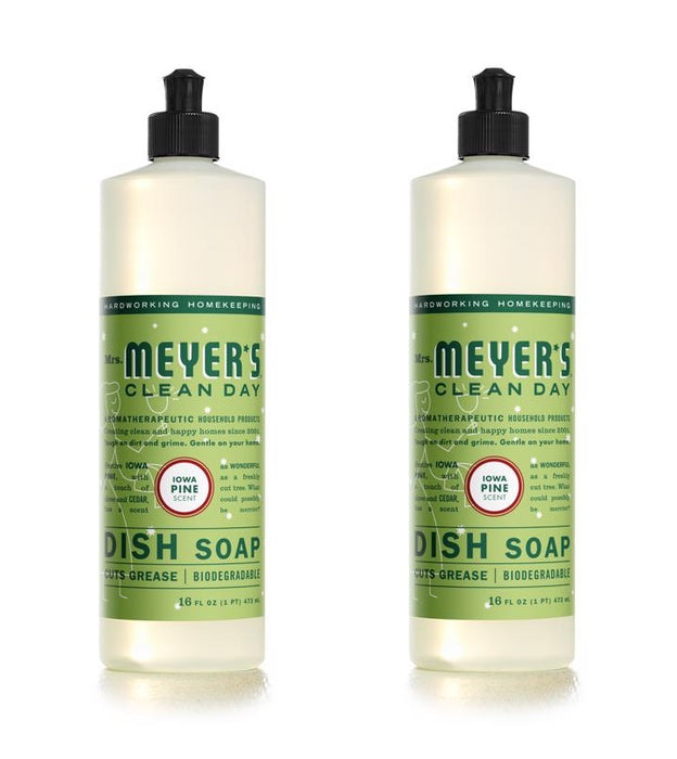 Mrs. Meyer's Clean Day Iowa Pine Scent Liquid Dish Soap ~ 2-Pack ~ 32 oz Total