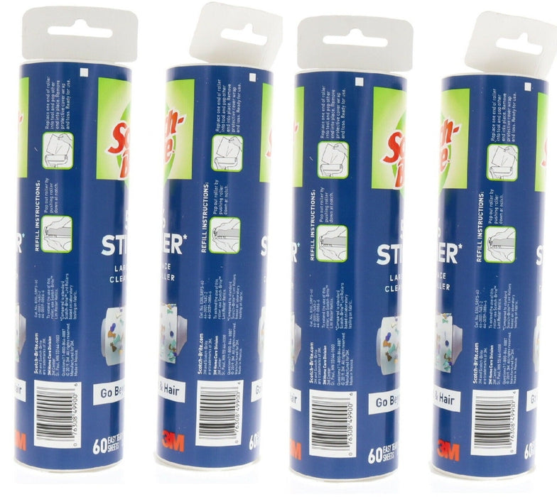 Scotch Brite Large Surface Lint Roller Refill ~ 4-Pack ~ 240 Sheets Total