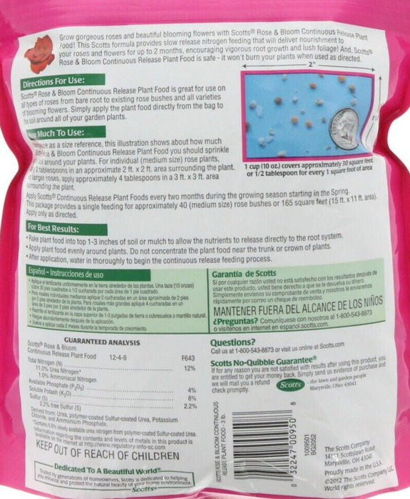 Scotts #1009501 Rose & Bloom Continuous Release Food Fertilizer 3lbs. Bag