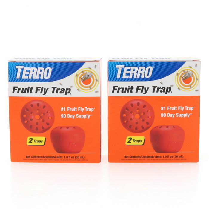 Terro T2502 Indoor/Outdoor Fruit Fly Traps ~ 2 Pack ~ 4 Traps Total