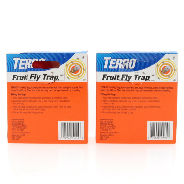 Terro T2502 Indoor/Outdoor Fruit Fly Traps ~ 2 Pack ~ 4 Traps Total