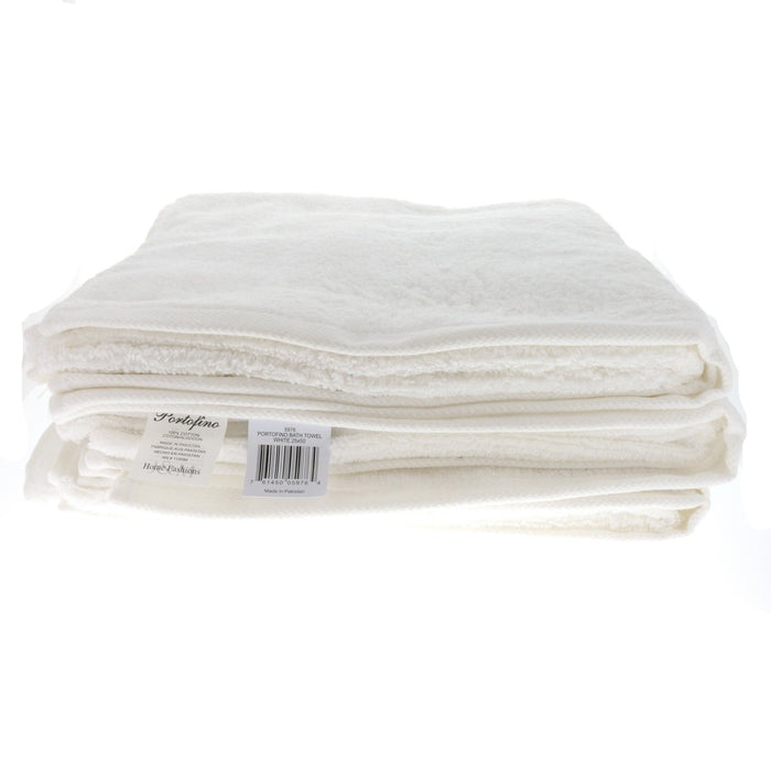 J&M Home Fashions #5976 Portifino Bath Towel White 26"x50" ~ 3-Pack