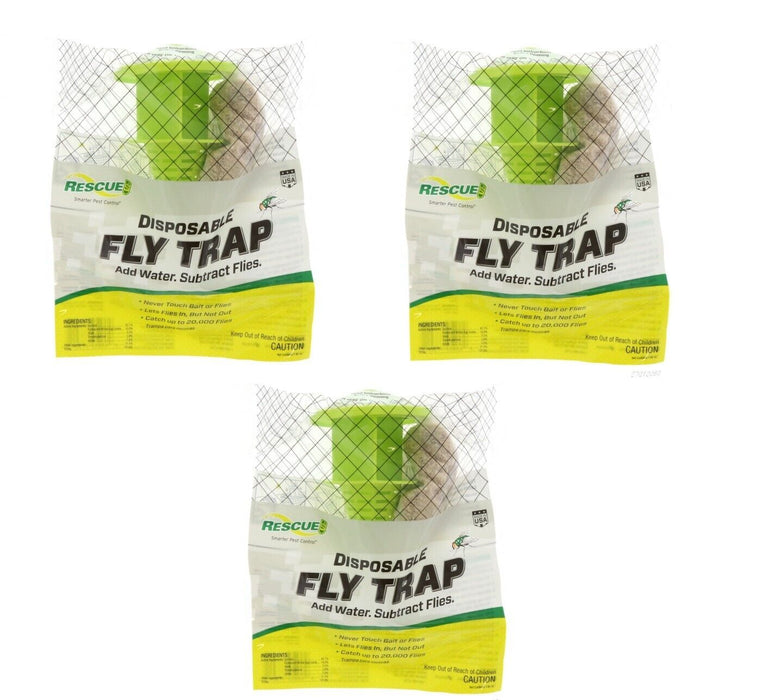 Rescue Disposable Hanging Fly Traps  ~ 3-Pack