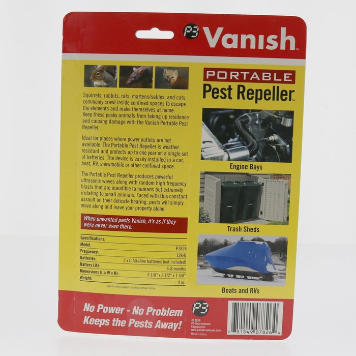 Vanish #P7826 Portable Battery-Powered Electronic Pest Repeller For Outdoor Pests
