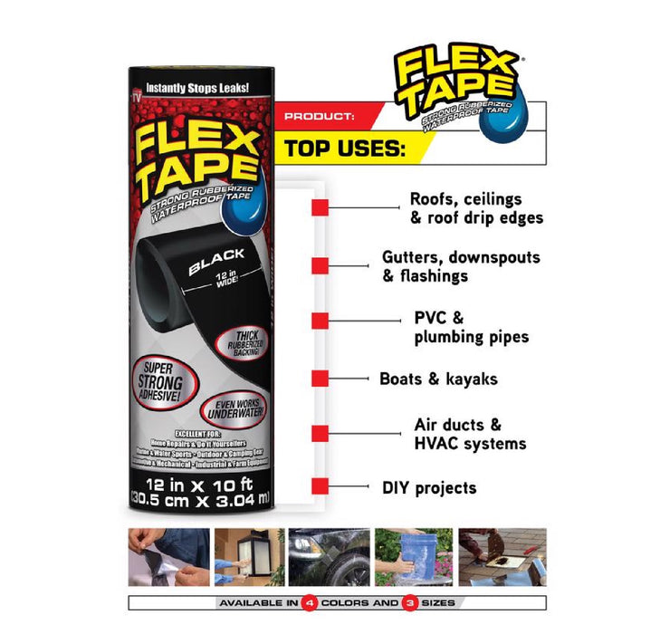 Flex Seal #TFSCLRMINI-8 Flex Tape MINI 3 in X 4 in Clear Waterproof Repair Tape ~ 3-Pack ~ 6 Patches Total