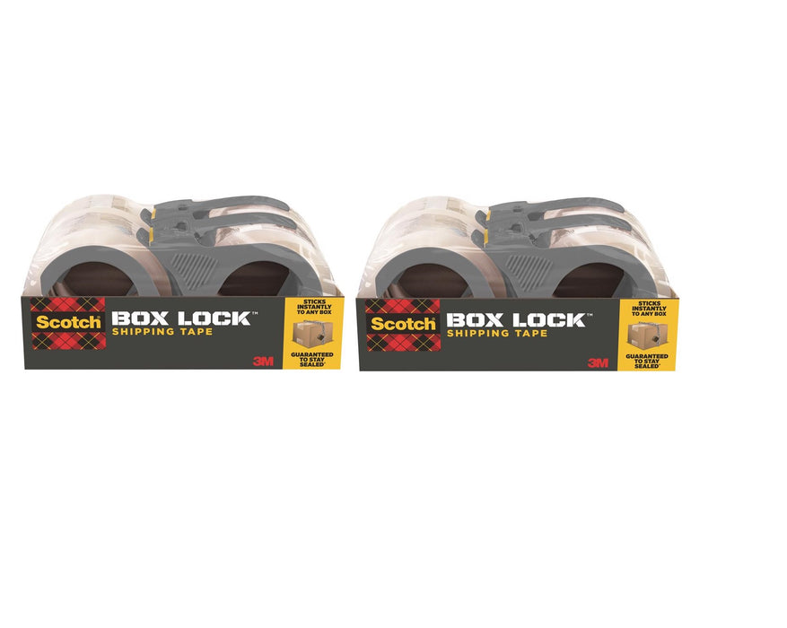 3M Scotch Box Lock 1.88 in. W X 54.6 yd L Packing Tape Clear ~ 4 PER Package ~ 2-Packs ~ 8 TOTAL