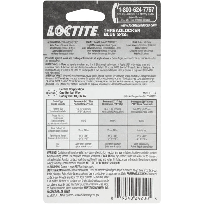 Loctite #209728 Medium Strength Threadlocker Liquid 0.2 oz ~ 3-Pack